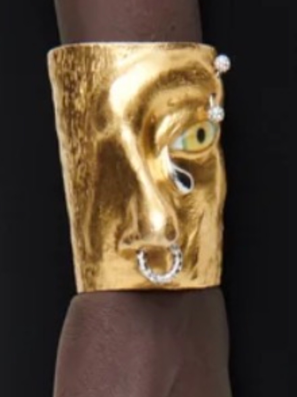 Schiaparelli Inspired Gold Face-Detail Cuff Bracelet - Women Accessories